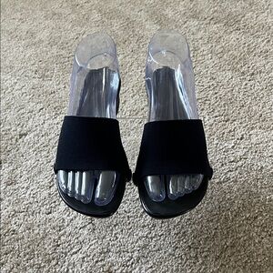 Onesole Black Platform Wedge Slide Mule Sandal with Interchangeable Tops Size 6